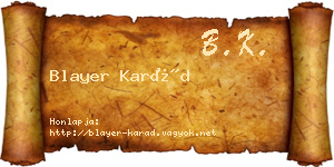 Blayer Karád névjegykártya